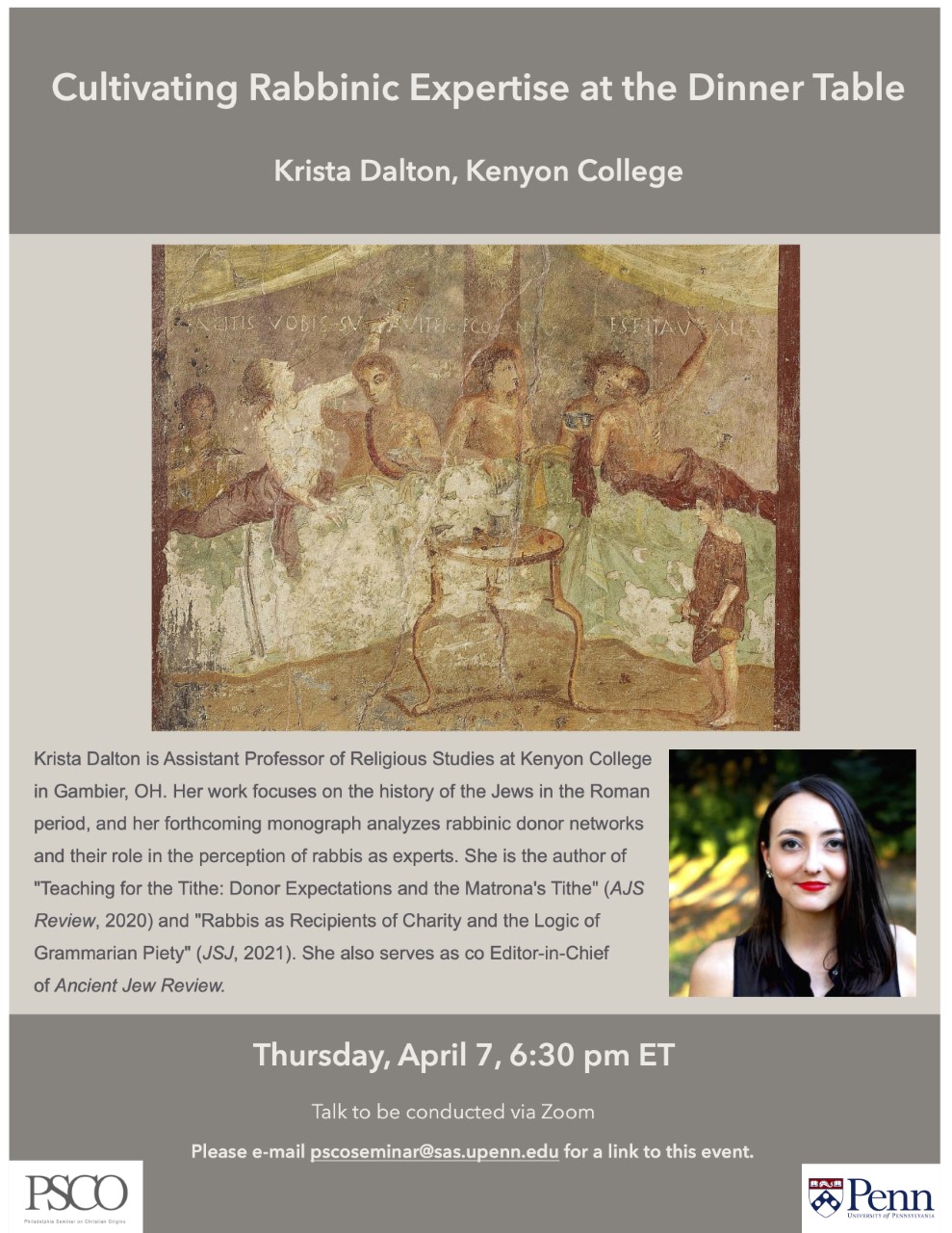 04/07 Krista Dalton (Kenyon College) “Cultivating Rabbinic Expertise